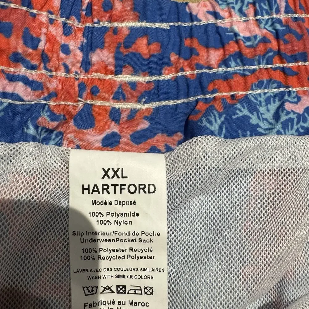 Hartford Men’s Swim Shorts Trunks Mesh Lined 6” Inseam Blue Pink Coral XXL NWT